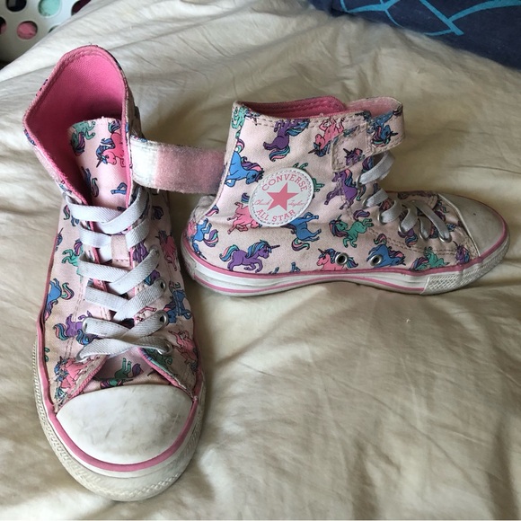 Children Unicorn Pink High Top Converse - Picture 8 of 9